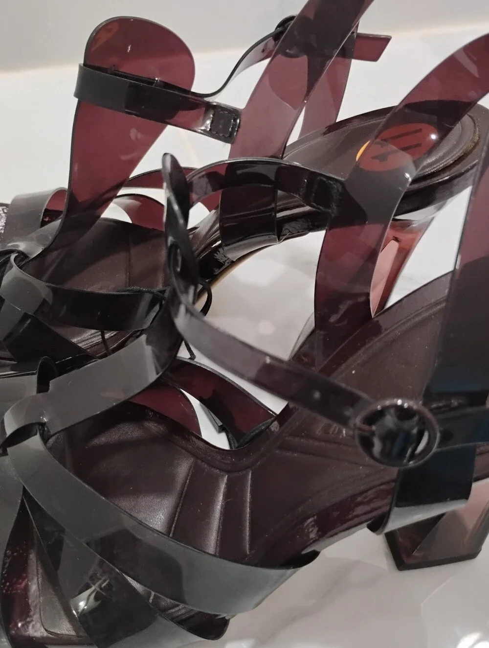 Zara Dark Burgundy Transparent Strappy Heel Sandal